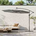 Garden Sanctuary 3M Patio Parasol with Solar 32 LED Lights with Cross Base - Light Grey