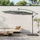 Garden Sanctuary 3M Patio Parasol with Solar 32 LED Lights with Cross and Square Base - Light Grey