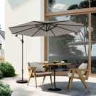 Garden Sanctuary Large 3M Cantilever Parasol with Cross and Fillable Base - Grey