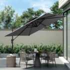 Garden Sanctuary Large 3M LED Cantilever Parasol - Black