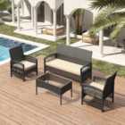 MCC Direct Rattan Garden Furniture Set Outdoor Patio Seating with coffee table Sofia Black