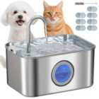 PawHut 3.2L Cat Water Fountain for Drinking Stainless Steel Ultra-Silent