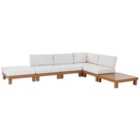Beliani Garden Corner Sofa With Table 5 Seater Sanza Left Hand Modular Metal White