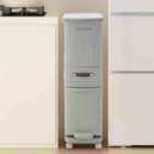 Garden Sanctuary 36L Freestanding Step Open 3-Tier Trash Bin - Grey