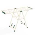 Costway Clothes Drying Rack Foldable Laundry Drying Rack with 18 Drying Rails-Beige