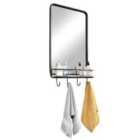 Costway Wall-Mounted Rectangular Bathroom Mirror with Storage Shelf and Hooks