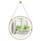 Costway Hanging Wall Bathroom Mirror with Hanging Strap and 3 Colors LED Light-Silver