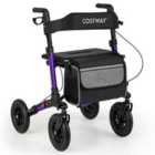 Costway Walker for Seniors with Seat Folding Rollator Walker with Pneumatic Tires-Purple