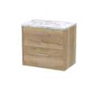 Hudson Reed Juno 600Mm Wall Hung 2-drawer Vanity & Laminate Worktop - Autumn Oak