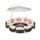 Monaco Luxury Large Rattan Garden Sofa Set - Brown