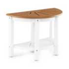 Costway 2-Tier HDPE Bath Spa Bench Seat with Storage Shelf and Non-slip Foot Pads-Brown