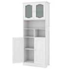Costway 148cm Tall Bathroom Cabinet Storage Cabinet with Glass Doors-White