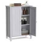 Costway 2-Door Freestanding Bathroom Floor Cabinet with Adjustable Shelves-Grey