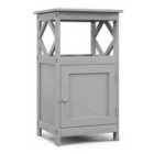 Costway Bathroom Floor Cabinet with Open Compartment and Single Door-Grey