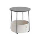 Vasagle Side Table With Fabric Basket - Cement Grey and Cloud White