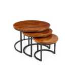 Elm Home And Garden Large Solid Dark Wooden Round Coffee Table Nest Table