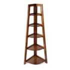 Elm Home And Garden Solid Mango Wood Dark Brown Folding Corner Shelfing Display Unit