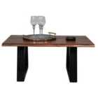 Elm Home And Garden Solid Mango Wooden Live Edge Coffee Table Dark Oak Finish Metal