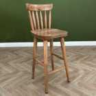 Elm Home And Garden Kitchen Breakfast Bar Stool With Back Solid Wooden Oak Finish