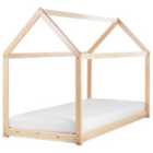 Beliani Wooden Kids House Bed Eu Single Size Light Tosse