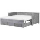 Beliani Bed With Storage Drawers Wood Cahors 90 X 200 Cm Eu Single Grey