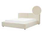 Beliani Bed Corduroy Linards 160 X 200 Cm Eu King Size Beige