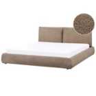 Beliani Bed Boucle Vinay 180 X 200 Cm Eu Super King Brown