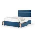 Bedmaster Marine Blue Plush Velvet 2 Drawer Divan Base And Milan Headboard Small Double