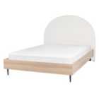 Beliani Bed Fabric Millay 140 X 200 Cm Eu Double Off-white