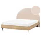 Beliani Bed Boucle Millay 160 X 200 Cm Eu King Size Beige