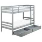 Beliani Bunk Bed With Drawers Pine Wood Regat 90 X 200 Cm Eu Single Grey