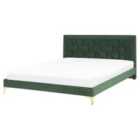 Beliani Bed Velvet Limoux 160 X 200 Cm Eu King Size Dark Green