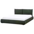 Beliani Bed Fabric Vinay 160 X 200 Cm Eu King Size Dark Green