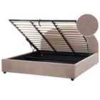 Beliani Ottoman Bed Boucle Vaucluse 180 X 200 Cm Eu Super King Taupe