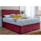Eleganza Santino Divan Ottoman with matching Footboard Plush Double Bed Frame - Maroon