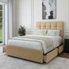 Bedmaster Cream Linen 4 Drawer Divan Base And Pearl Headboard Small Double