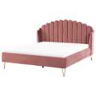 Beliani Bed Velvet Ambillou 180 X 200 Cm Eu Super King Pink