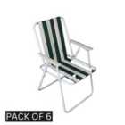 Samuel Alexander 6 Pack of Folding Camping / Picnic Chair in Green and White Garden Patio