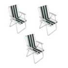 Samuel Alexander 3 Pack of Folding Camping / Picnic Chair in Green and White Garden Patio