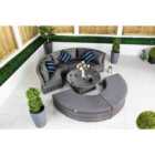 GIARDINO 2-in-1 Round Rattan Garden Sofa Daybed Set with Adjustable Table, Water-Resistant, Assembled - Grey