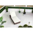 Giardino Rattan Sun Lounger Garden Patio Furniture - Sun bed 6 Recline Positions, Cover included, Water Resistant - Brown