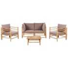 Beliani Garden Lounge Set With Table 4 Seater Cerreto Bamboo Wood Taupe