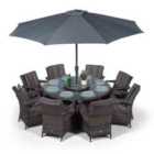 Arizona Round 8 Seater Rattan Patio Dining Set - Grey