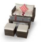 Giardino Sydney Rattan 2 Seater Sofa Set with Coffee Table and 2 Stools - Brown
