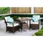 Giardino Arizona Square Rattan Garden Bistro Table and Chairs Set 2 Seater Patio Furniture Set - Brown