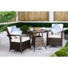 Giardino Arizona Round Rattan Garden Bistro Table and Chairs Set 2 Seater Patio Furniture Set - Brown