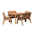 Samuel Alexander Hand Made 6 Seater Chunky Rustic Wooden Garden Furniture Table and Chairs Set