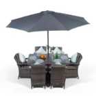 Arizona Rectangular 6 Seater Rattan Patio Dining Set - Grey
