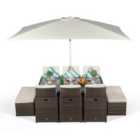 Giardino 6 Seater Rattan Cube Dining Set - Brown