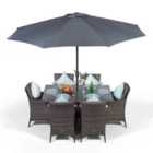 Savannah Rectangular 6 Seater Rattan Patio Dining Set - Grey